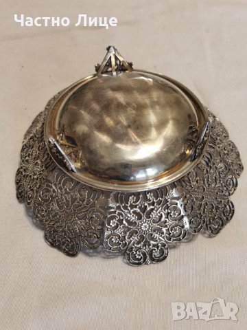 Старинен Сребърен Италиански Аристократичен Съд за Хайвер 2 Части, снимка 3 - Антикварни и старинни предмети - 34879931