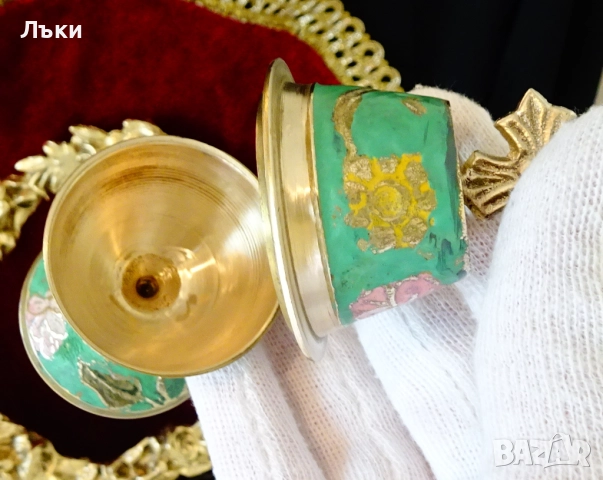 Православно бронзово кандило,тамянник,клетъчен емайл. , снимка 6 - Антикварни и старинни предмети - 52228176