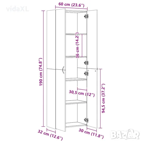 vidaXL Библиотека, дъб артизан, 60x32x190 см, инженерно дърво, снимка 9 - Етажерки - 56146985