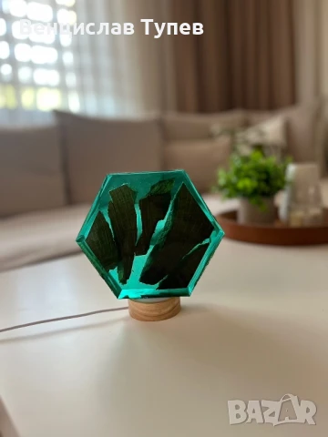 Лампа от епоксидна смола и дъб, снимка 3 - Декорация за дома - 51002421