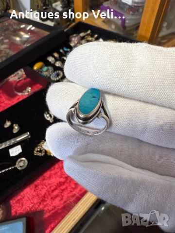 Дамски сребърен пръстен с тюркоаз №7598 , снимка 4 - Пръстени - 52362621