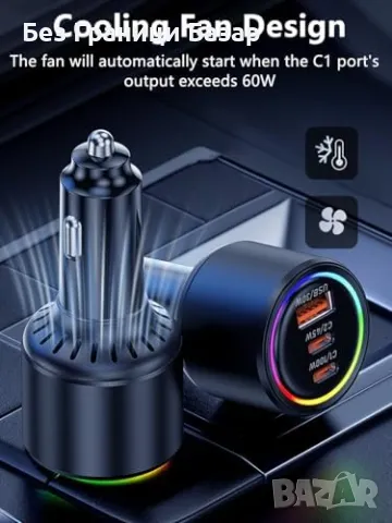 Ново USB C зарядно за кола 175W PD 100W бързо зареждане за iPhone и лаптопи, снимка 5 - Друга електроника - 48003661