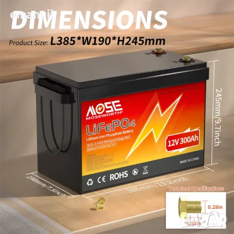 LiFePO4 12V 24V 36V 48V 6-300A UPS POWER BANK Aкумулатор кемпер солар, снимка 13 - Други машини и части - 45251978