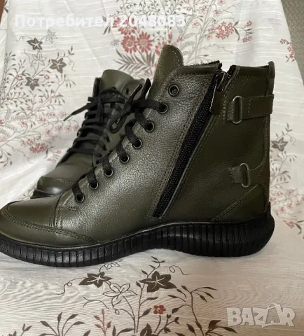 Маслинено зелени боти, снимка 7 - Дамски боти - 48679317