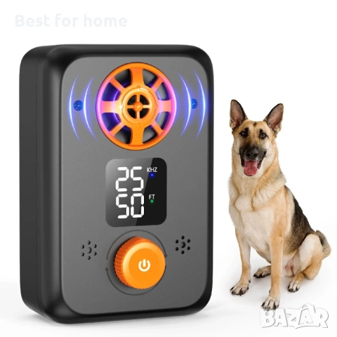 PcEoTllar Ултразвуково устройство против кучешки лай – 5 честоти и 15м обхват (Black & Orange)