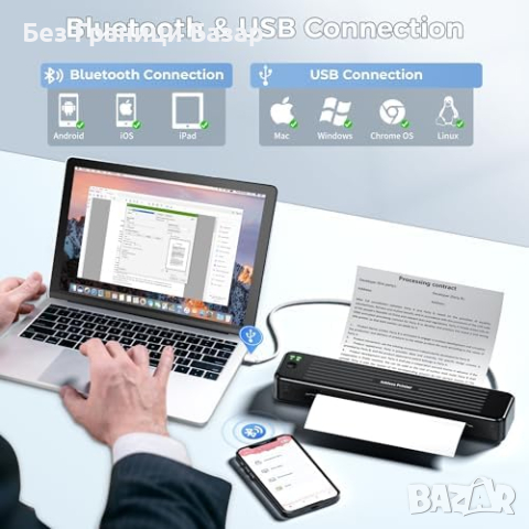 Нов Мобилен Термотрансферен Принтер PhoFuta P831 с USB, 300 DPI, снимка 3 - Принтери, копири, скенери - 44517775