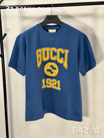 Gucci Мъжка Синя Тениска👕Мъжка Блуза С Къс Ръкав В Син Цвят V.B.3