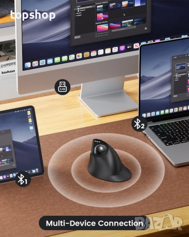 НОВА Вертикална безжична тракболна мишка ProtoArc, EM05 NL Bluetooth ергономична ролкова мишка..., снимка 4 - Клавиатури и мишки - 52072093