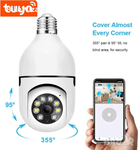 360 WiFi камера с крушка, E27 домашна охранителна камера с автоматично проследяване НОВА, снимка 5 - IP камери - 44751988