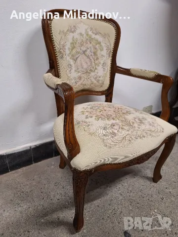 Винтидж кресло Луи XV с богата дърворезба , снимка 3 - Дивани и мека мебел - 49883980