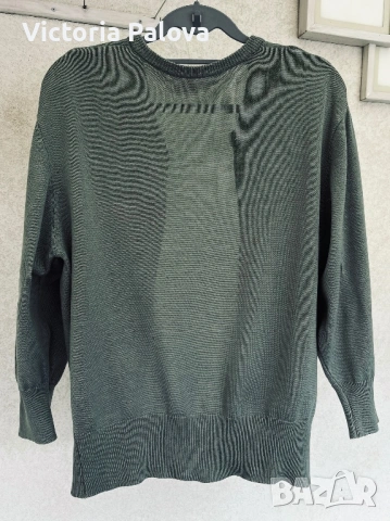 Скъпа жилетка от плетен мерсеризиран памук цвят olive, 42р-р, снимка 3 - Жилетки - 53900352