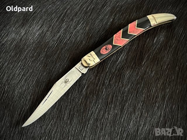 Висококачествен колекционерски джобен сгъваем нож на стил Black Spider (Medium Toothpick) RR1672 