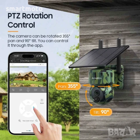 INQMEGA 5MP 4G SIM камера с GPS вградена батерия соларен панел 7800mah, снимка 6 - Друга електроника - 51090526