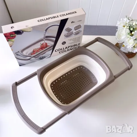 Сгъваема правоъгълна кошница за измиване и изцеждане на плодове и зеленчуци, снимка 9 - Други - 49238943