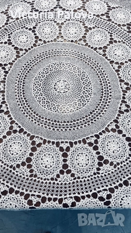 Красива плетена покривка цвят екрю 165см, снимка 10 - Покривки за маси - 52062462