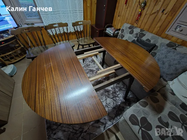 Кръгла маса с 5 стола, снимка 5 - Маси - 56433411