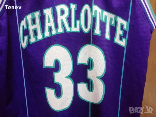 CHARLOTTE HORNETS ALONZO MOURNING CHAMPION NBA ОРИГИНАЛЕН ПОТНИК РАЗМЕР L JERSEY , снимка 3 - Тениски - 48645948