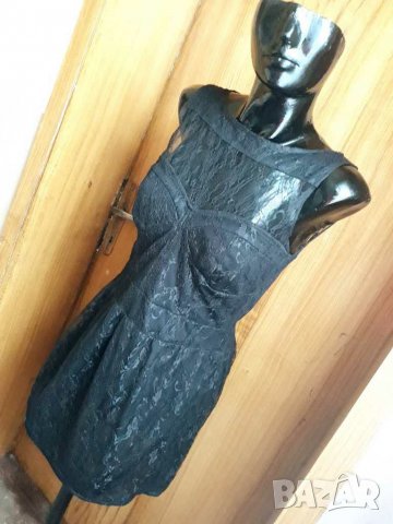 Черна къса рокля с дантела М, снимка 3 - Рокли - 21575399