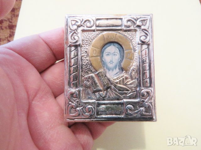 Малка настолна сребърна икона на Исус Христос - за да ви пази и закриля ., снимка 2 - Икони - 40693066
