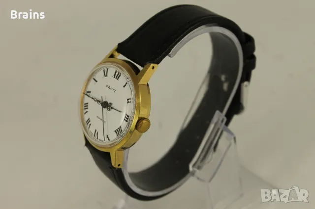 1960's FACIT Позлатен Швейцарски Ръчен Часовник, снимка 5 - Антикварни и старинни предмети - 49587023