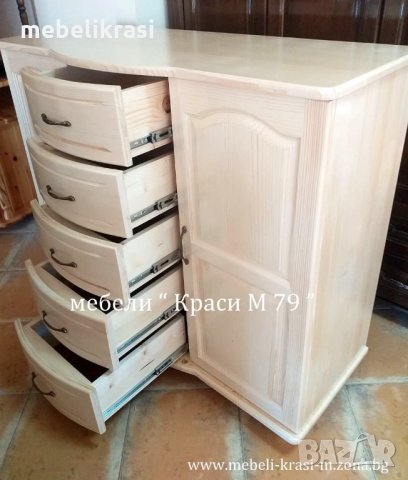 Скрин 120 см. с 5 извити чекмеджета и врати-масив., снимка 3 - Скринове - 15907505