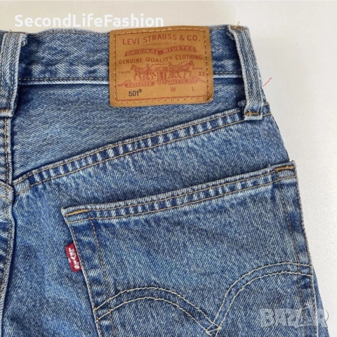 Дънки Levi's 501 странично лого висока талия  Big E размер 26, дължина до глезена., снимка 2 - Дънки - 53349664