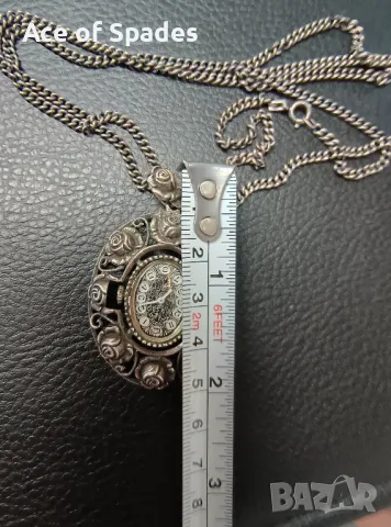Красиво Сребърно Дамско Колие Часовник , снимка 6 - Колиета, медальони, синджири - 50093179