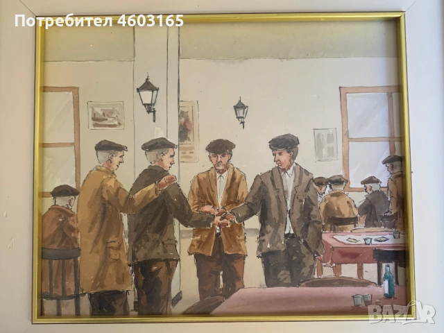 картина среща на приятели в кръчмата 3, снимка 2 - Картини - 54286460
