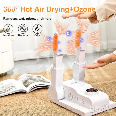 FORLIM Сушилня за обувки за работни ботуши с 24-часов таймер Сгъваем дизайн Интелигентен панел, бял, снимка 6 - Други - 47755088