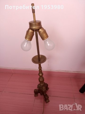 Стара бронзова лампа, снимка 1 - Антикварни и старинни предмети - 31770987