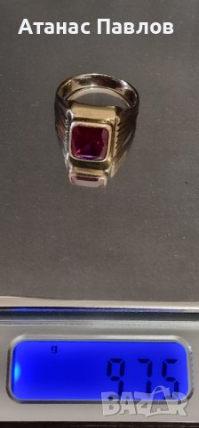 Мъжки златен пръстен с рубин, снимка 1 - Пръстени - 42827260