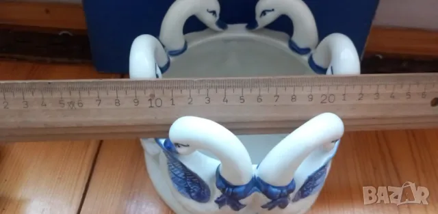 Керамична кашпа с лебеди, снимка 5 - Декорация за дома - 49105820