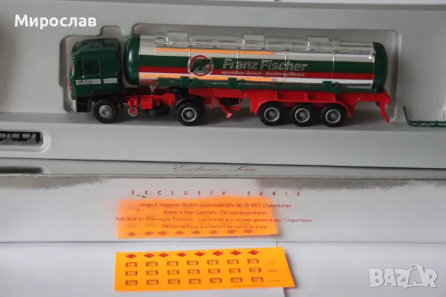 HERPA H0 1/87 MAN ЦИСТЕРНА КАМИОН ИГРАЧКА МОДЕЛ ВЛЕКАЧ