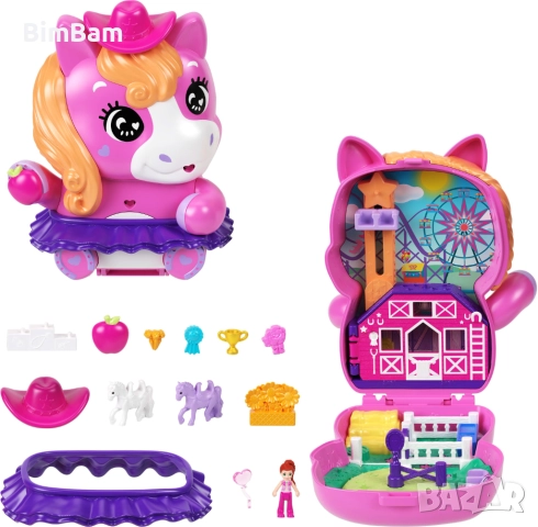 Игрален комплект Polly Pocket с аксесоари в чантичка - Пони родео