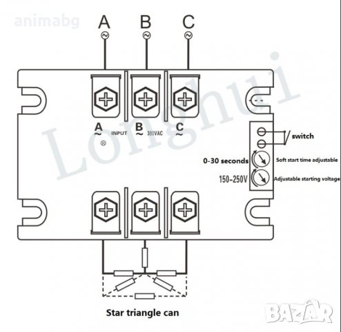 ANIMABG Модул за плавен старт и стоп на трифазен двигател, Модел TSR-60WA-R2 6KW, снимка 6 - Друга електроника - 39265137