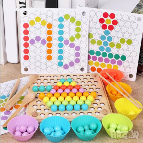 3583 Монтесори играчка детска мозайка от дървени мъниста, снимка 7 - Игри и пъзели - 44615013