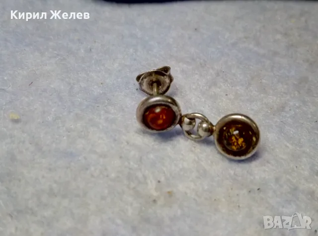 НЕЖНА СРЕБЪРНА ОБЕЦА СРЕБРО 925 с ШЛИФОВАН БАЛТИЙСКИ НАТУРАЛЕН КЕХЛИБАР 30545, снимка 8 - Обеци - 49510827