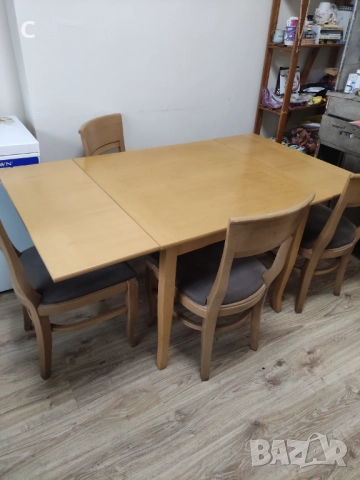 Кухненски комплект  маса от масивно дърво 90/90см+4 стола , снимка 6 - Маси - 52536685