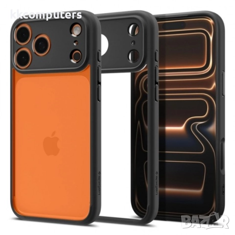 Оригинален кейс Spigen Ultra Hybrid, За iPhone 17 Pro Max (6.9), Черен и Протектор