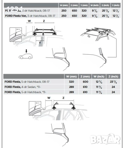 Багажник напречни греди THULE рейки за FORD Fiesta 2008-2017, снимка 6 - Аксесоари и консумативи - 51726449