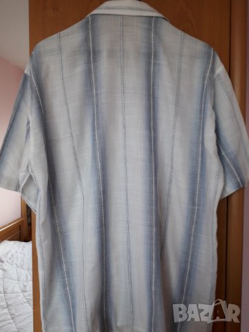 Мъжка лятна риза къс ръкав на райета в синьо и бяло , снимка 5 - Ризи - 29163111