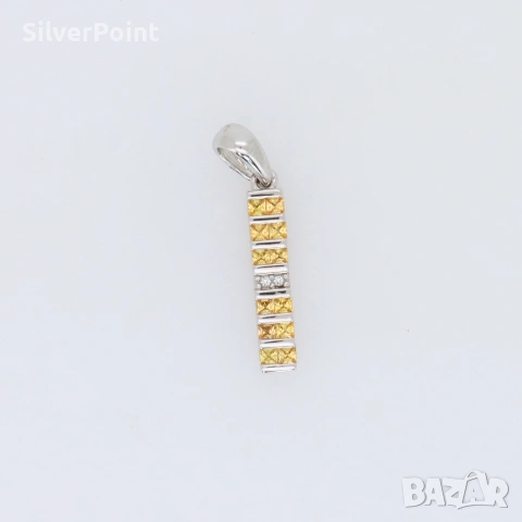 Сребърна висулка с жълти Сапфири VVS от Шри Ланка и сертификат , снимка 3 - Колиета, медальони, синджири - 54233849