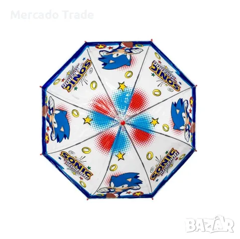 Чадър Mercado Trade, За момче, Соник, Син, снимка 2 - Чадъри - 42627483