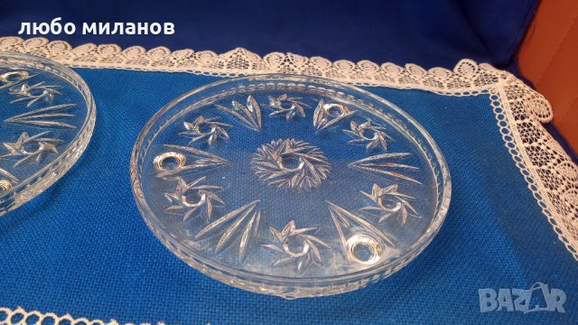 Два кристални подноса за торта еднакви, снимка 5 - Други - 42460528