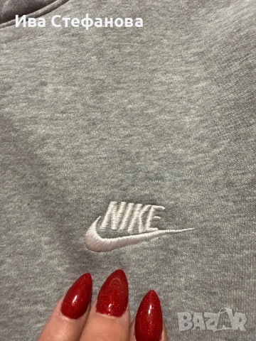 Нов оригинален памучен памук мъжки  суичър сив ватиран 100 % оригинален марков Nike nike Найк , снимка 4 - Суичъри - 52566131