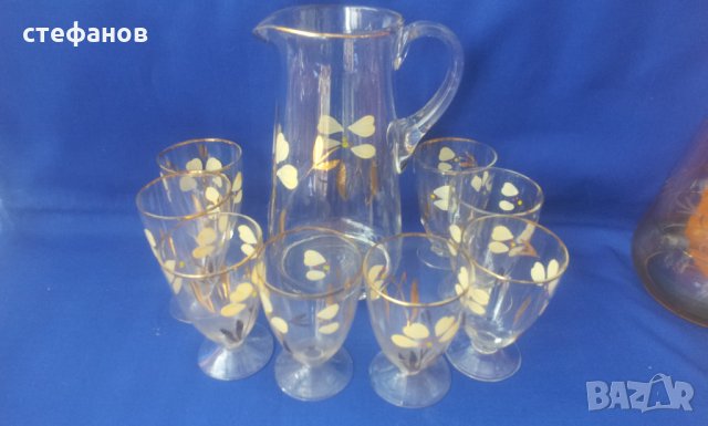 Кана и 8 чаши за алкохол, рисувани, от някога, снимка 4 - Други ценни предмети - 34209310