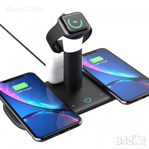 Безжично зарядно LH5 3 в 1, за Bluetooth слушалки, телефон, часовник, снимка 3 - Безжични зарядни - 38102539