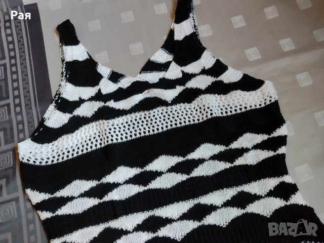 Плетена черно бяла рокля, снимка 11 - Рокли - 50658094