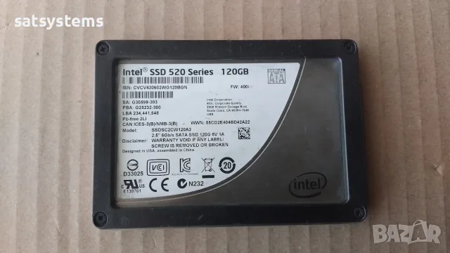 SSD Intel SSDSC2CW120A3 120GB SATA 6.0Gb/s, снимка 2 - Твърди дискове - 56169311