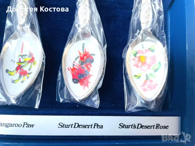 Красиви посребрени лъжички от Япония с диви цветя - 7 бр, снимка 2 - Антикварни и старинни предмети - 48731395